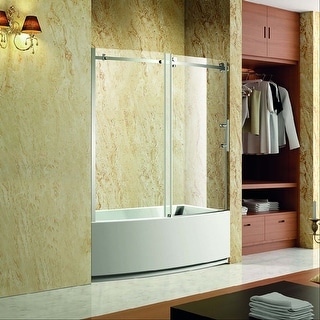 Frameless Curved Bathtub Shower Doors 60" Width x 58" Height - Bed Bath